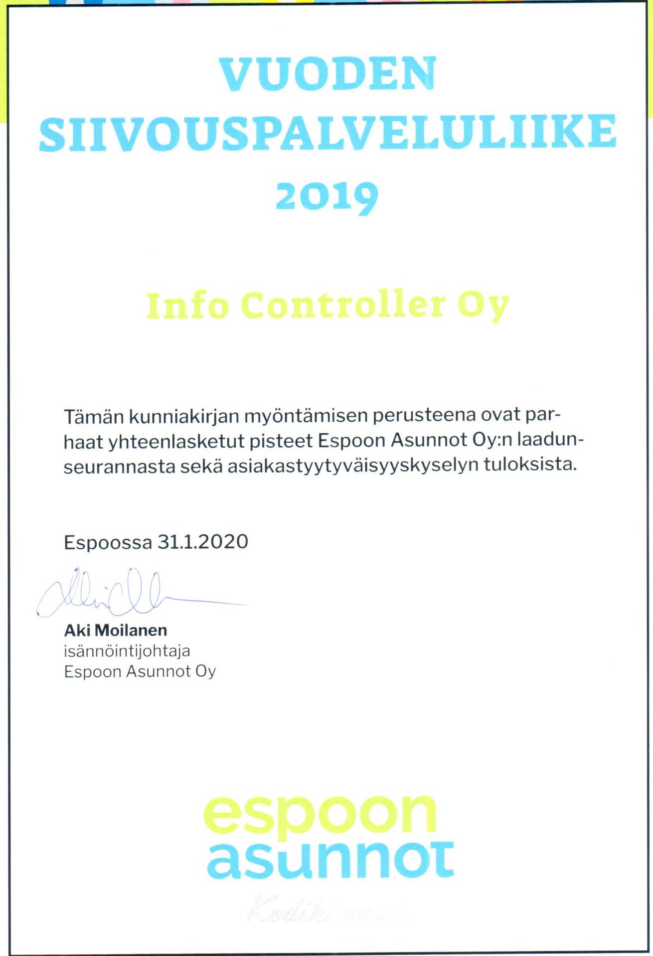 Quality award 2019, IC Siivous, Helsinki